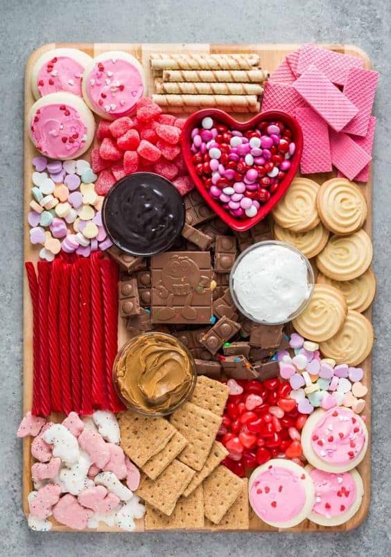 Valentine's Day dessert recipes; charcuterie board.