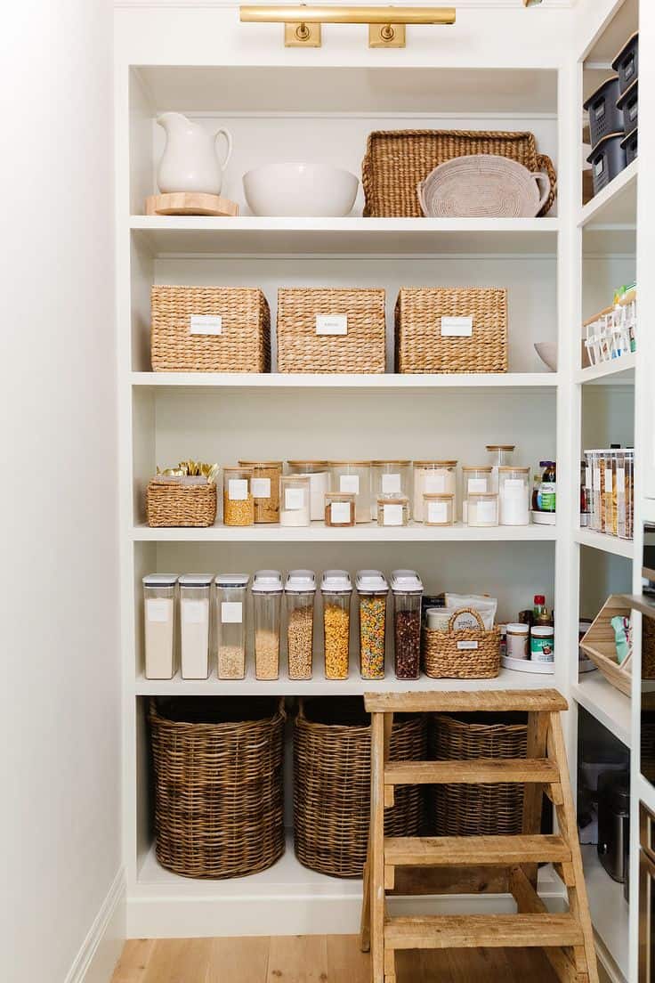 20 Rattan Bin Pantry Organization Ideas » Lady Decluttered