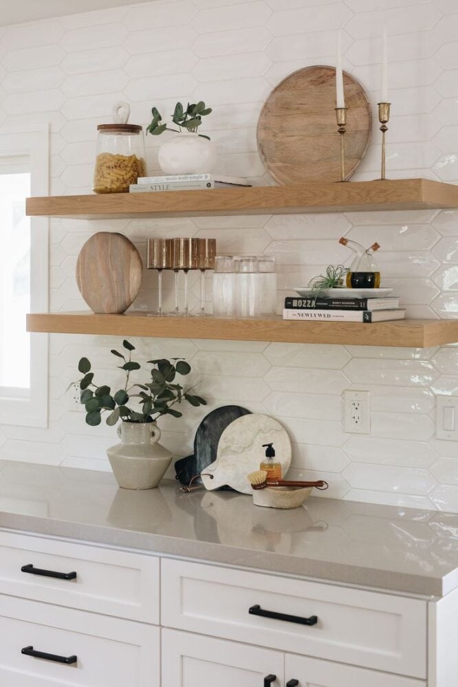 22 Kitchen Shelf Styling Ideas » Lady Decluttered