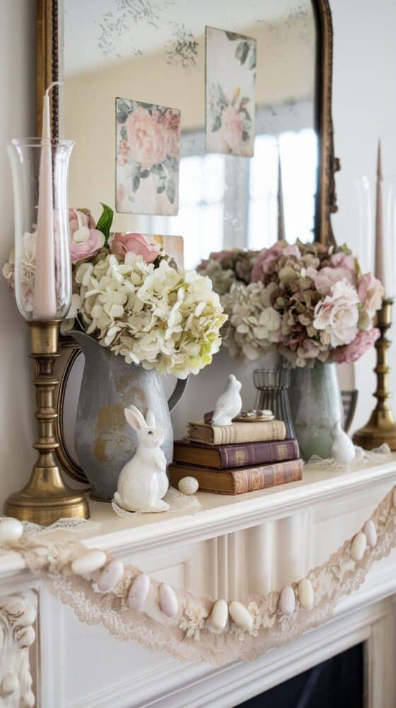 16 Easter Fireplace Mantel Decor Ideas » Lady Decluttered