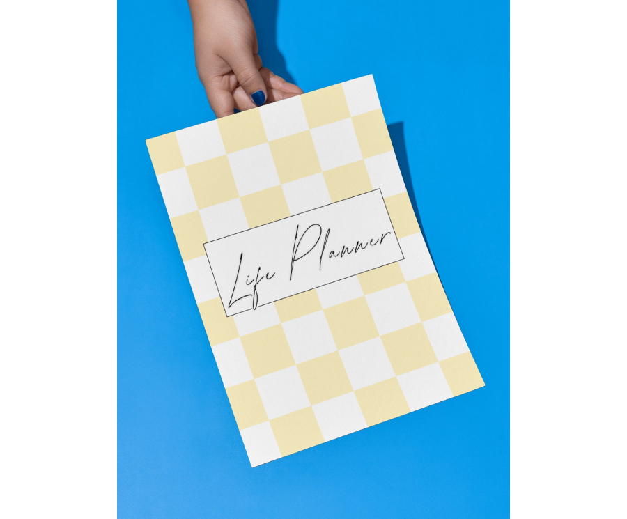 LEMON DROP CHECKERED 60 PAGE LIFE PLANNER